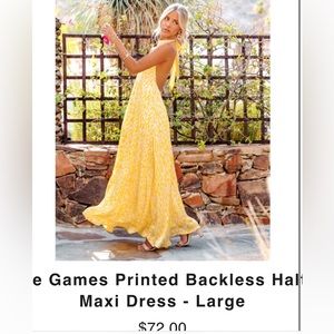 Yellow printed, backless maxi dress